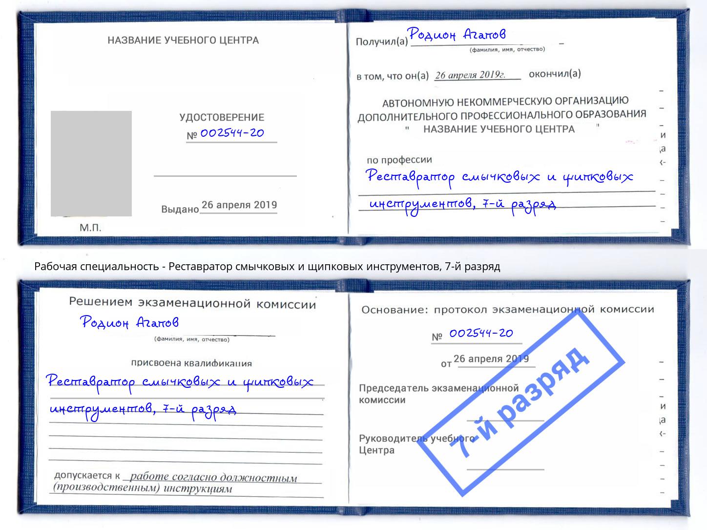 корочка 7-й разряд Реставратор смычковых и щипковых инструментов Ишим