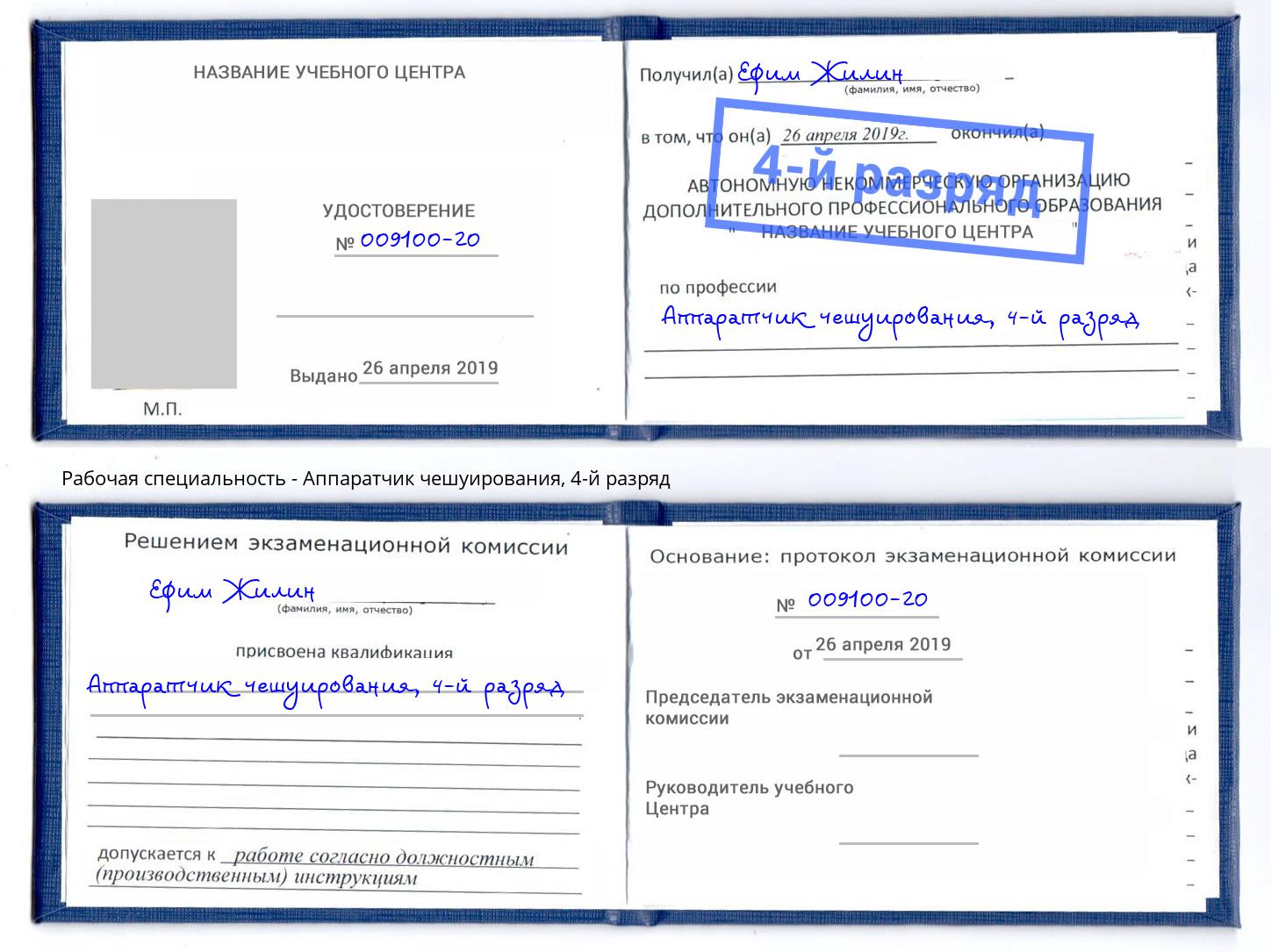 корочка 4-й разряд Аппаратчик чешуирования Ишим