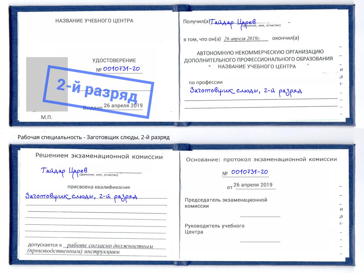 корочка 2-й разряд Заготовщик слюды Ишим
